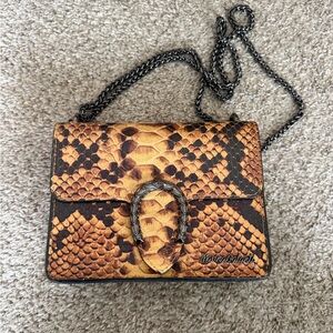 Marina Galanti Brown Snake Pattern Crossbody Bag